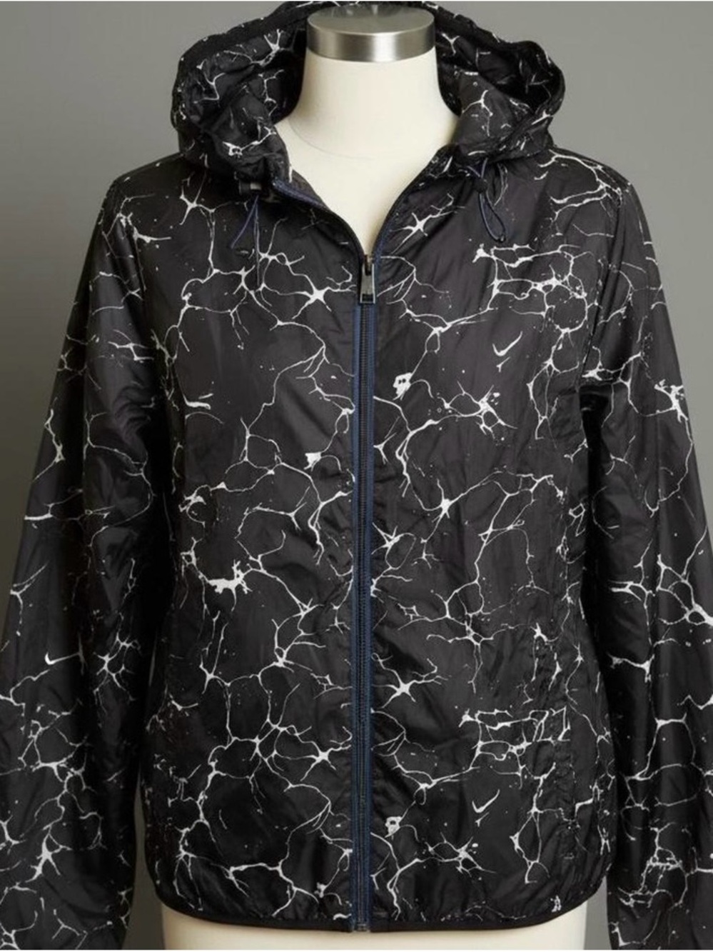 Armani Black Marble-Print Hooded Jacket
